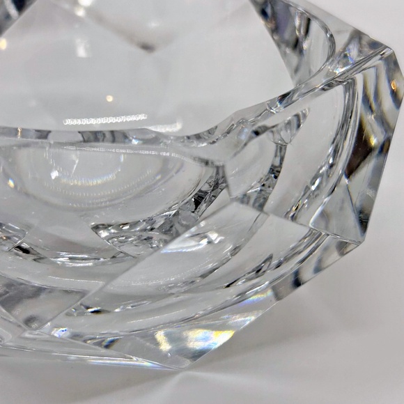 Val St Lambert Crystal Ashtray Diamond Cut Faceted - Picture 3 of 11